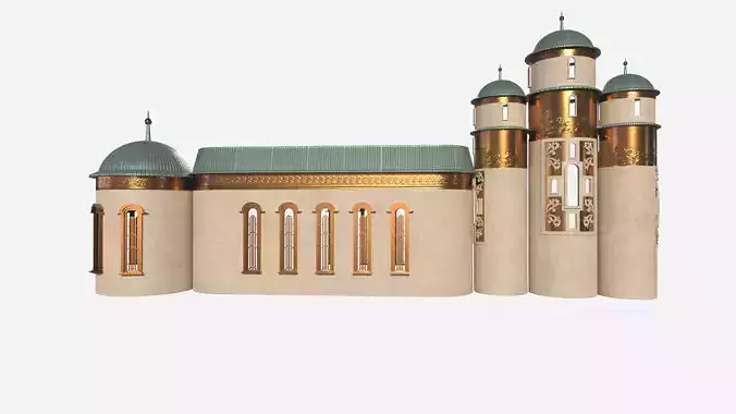 Modular Old temple Low-poly 3D model