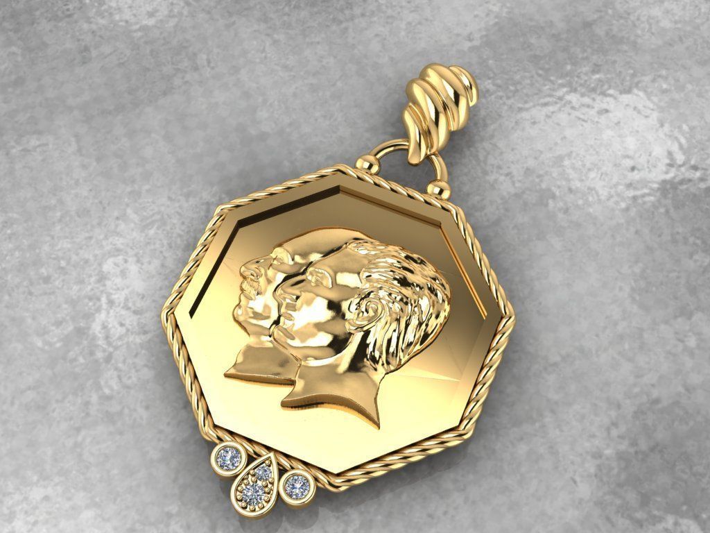 Pendant Pahlavi 3D print model_3