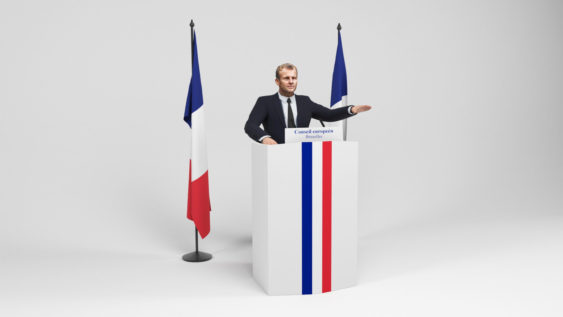 Emmanuel Macron Low-poly 3D model_1