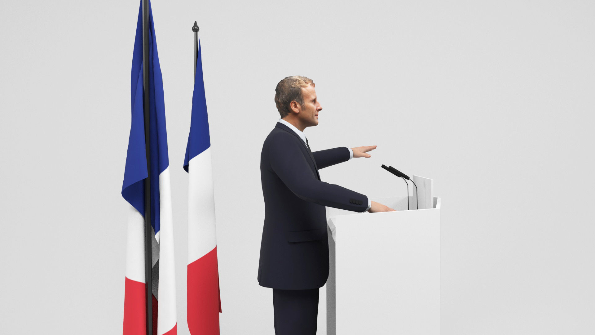 Emmanuel Macron Low-poly 3D model_4