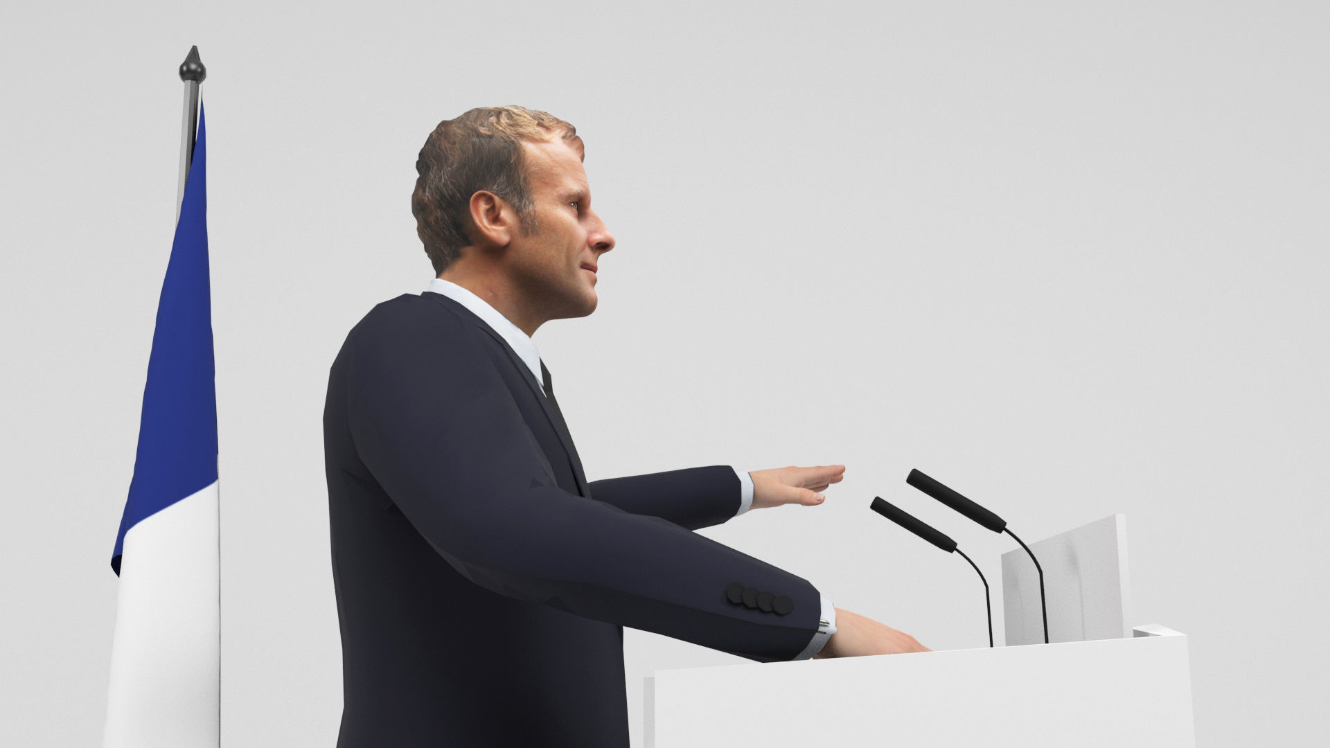 Emmanuel Macron Low-poly 3D model_8