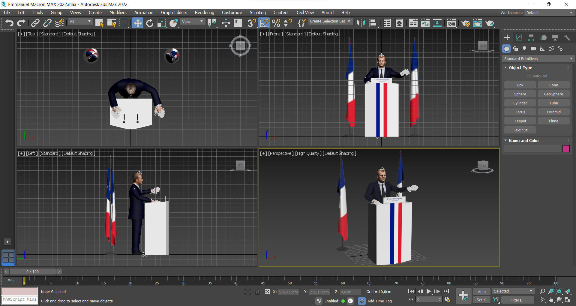 Emmanuel Macron Low-poly 3D model_12