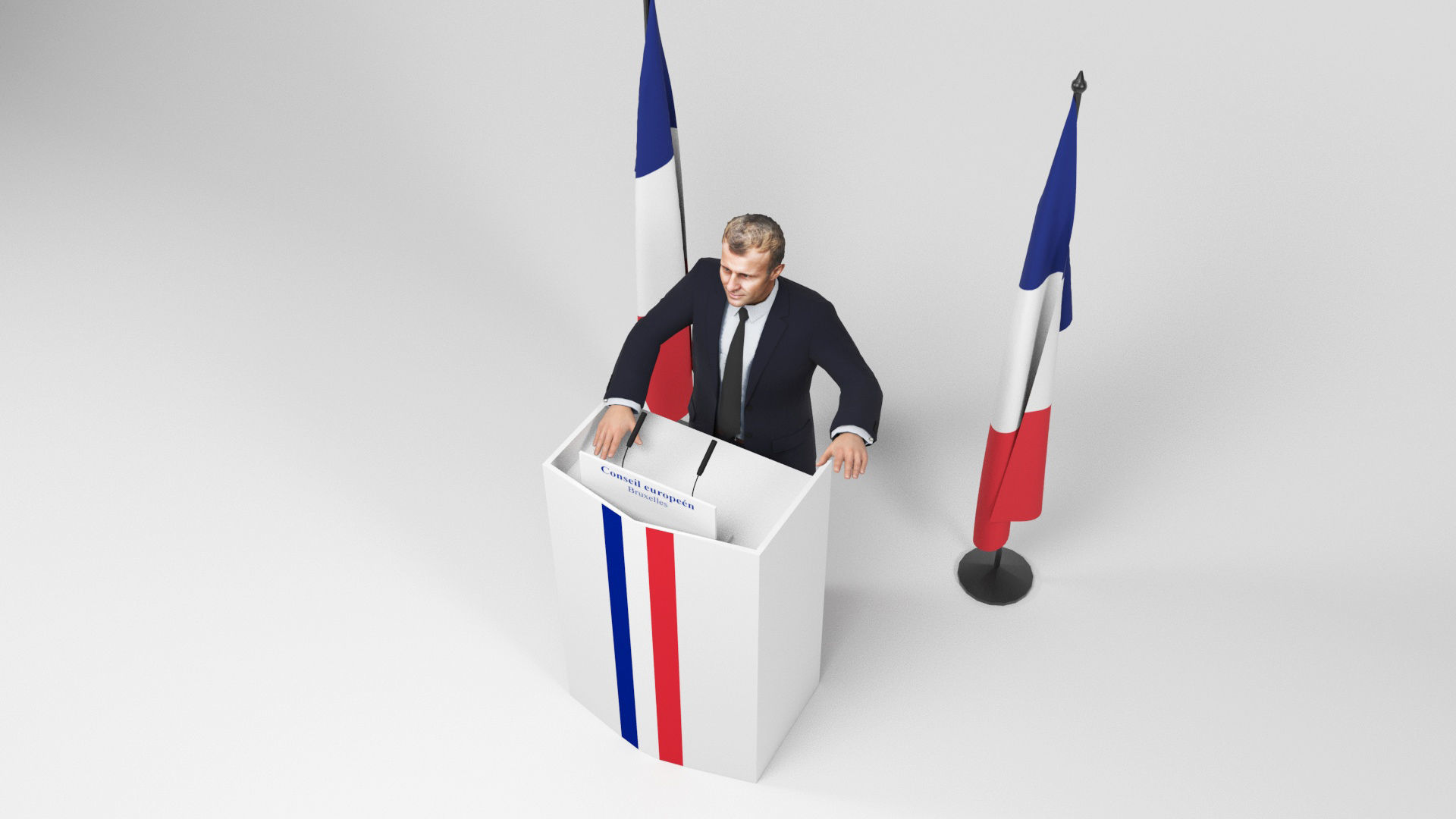 Emmanuel Macron Low-poly 3D model_5