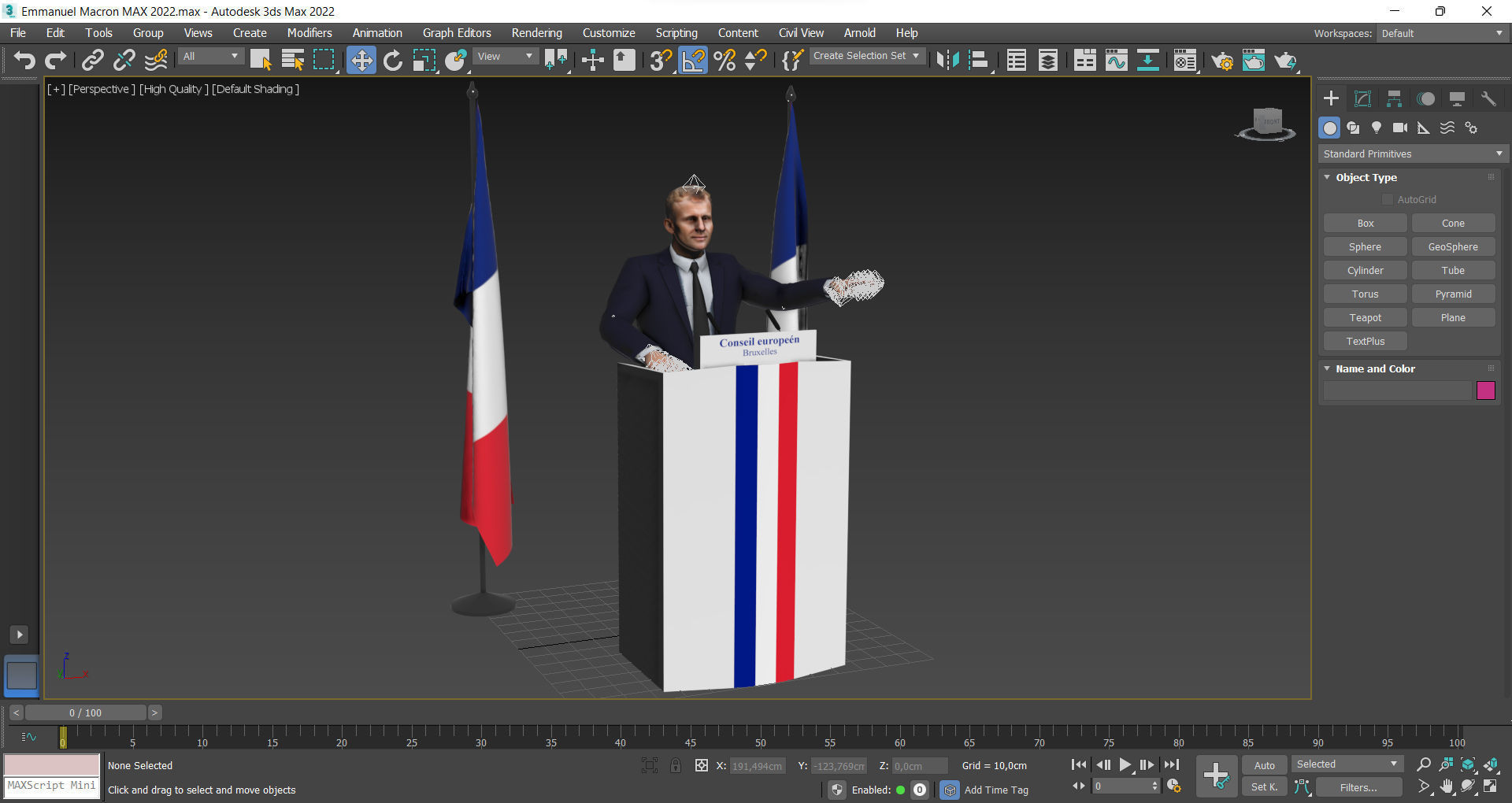 Emmanuel Macron Low-poly 3D model_13