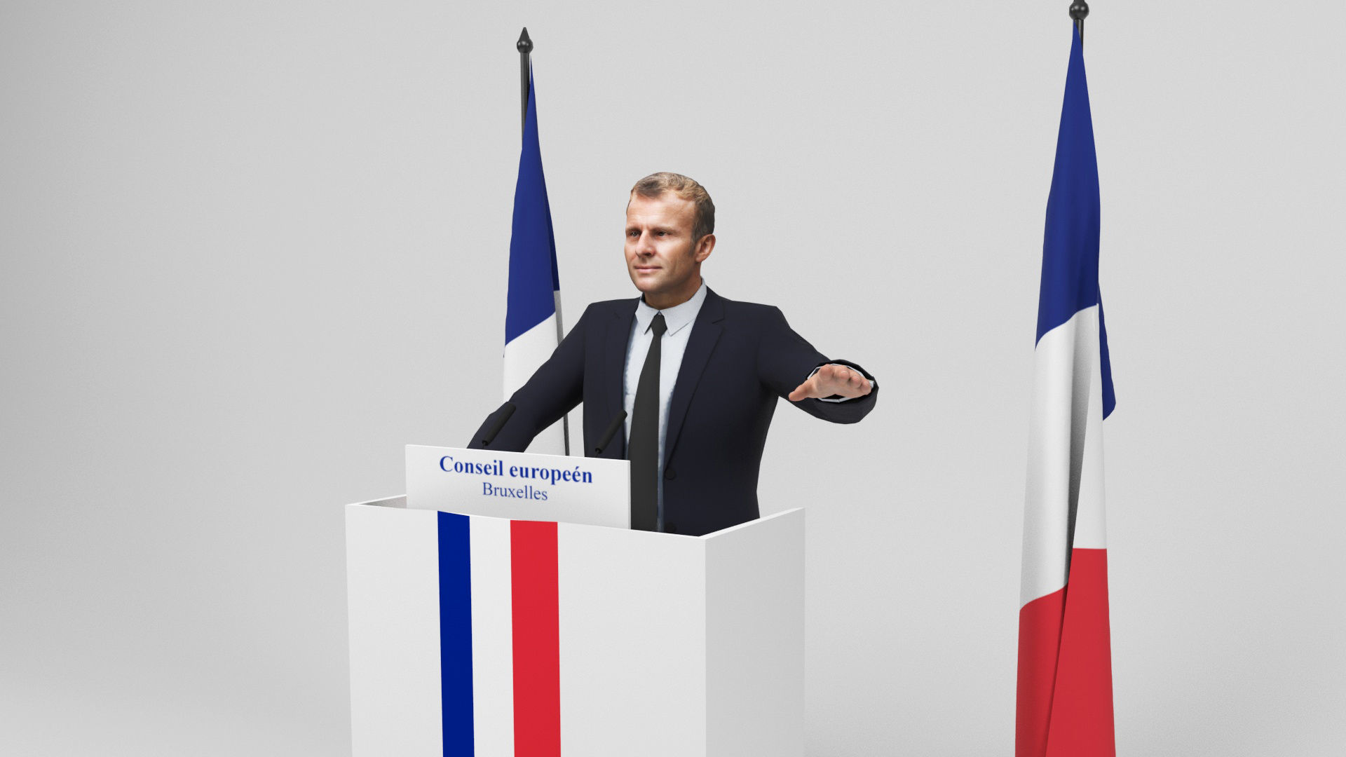 Emmanuel Macron Low-poly 3D model_3