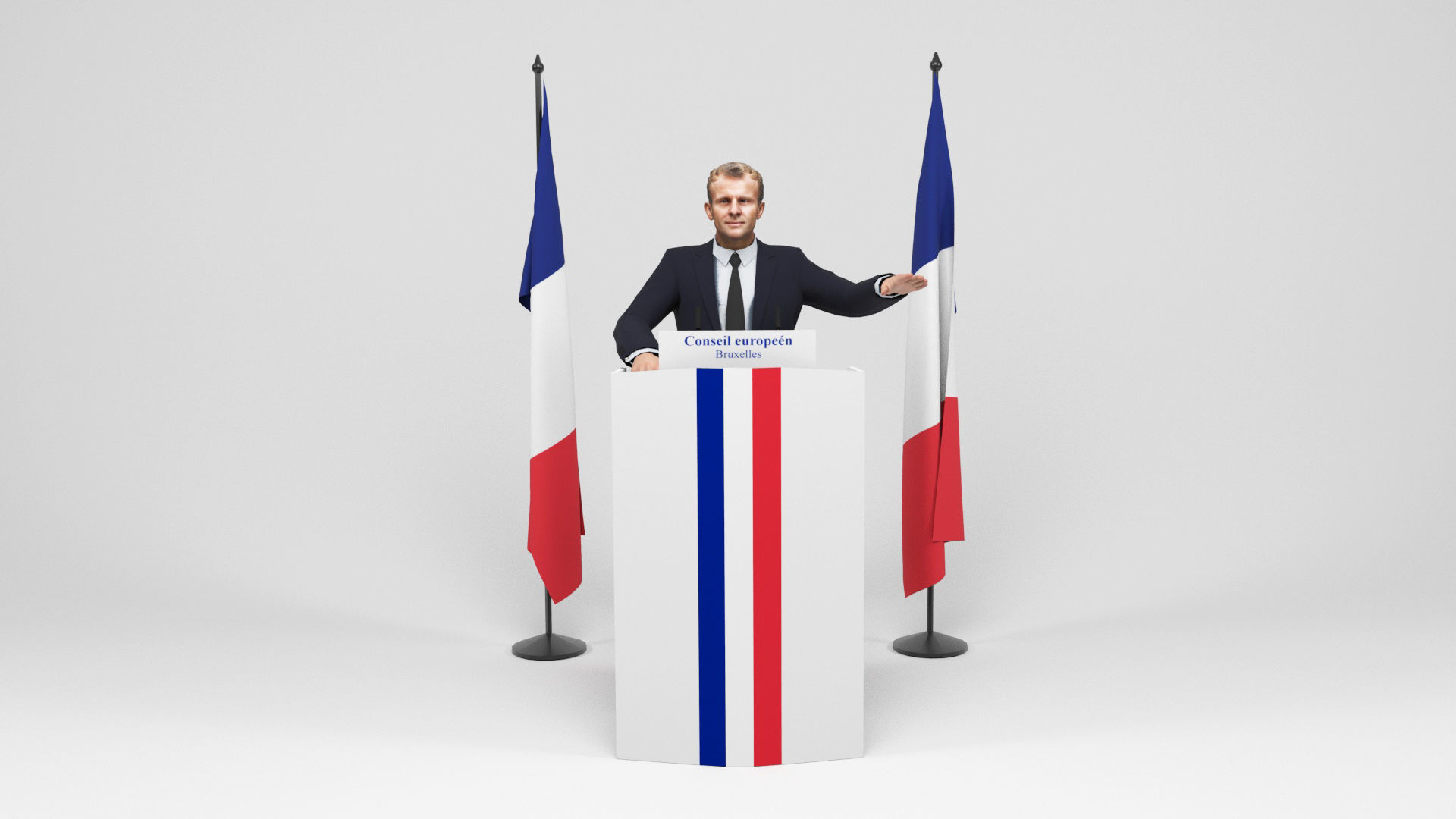 Emmanuel Macron Low-poly 3D model_2