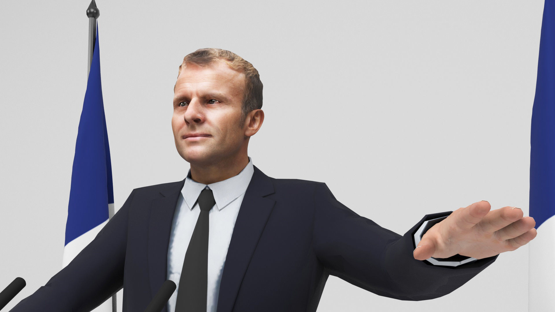 Emmanuel Macron Low-poly 3D model_7