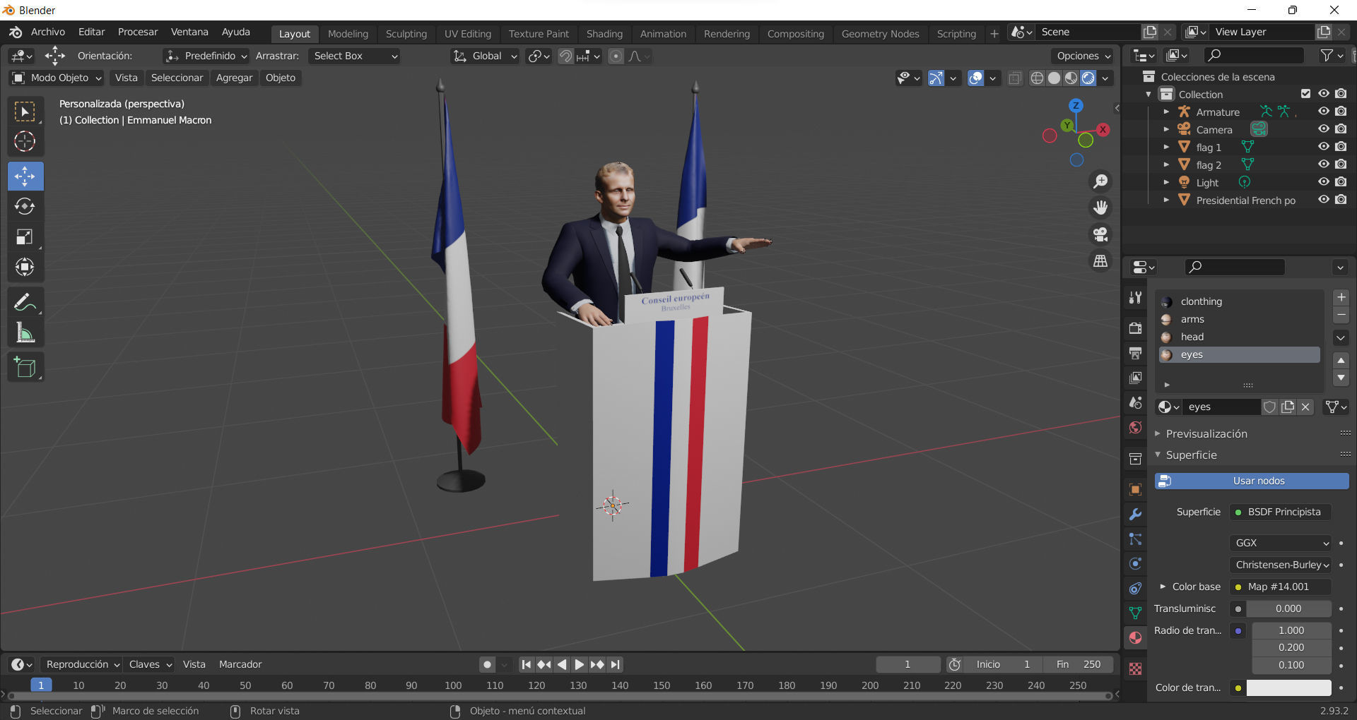 Emmanuel Macron Low-poly 3D model_15