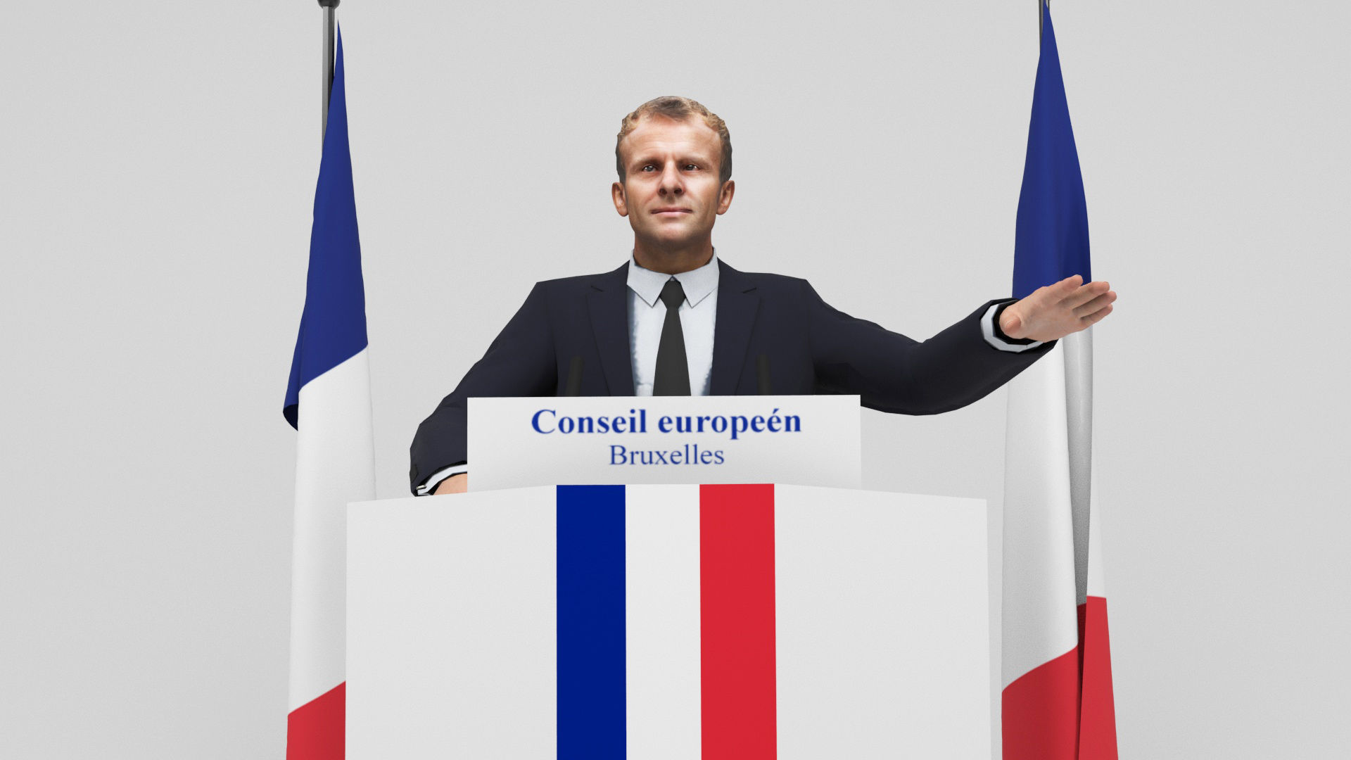 Emmanuel Macron Low-poly 3D model_11