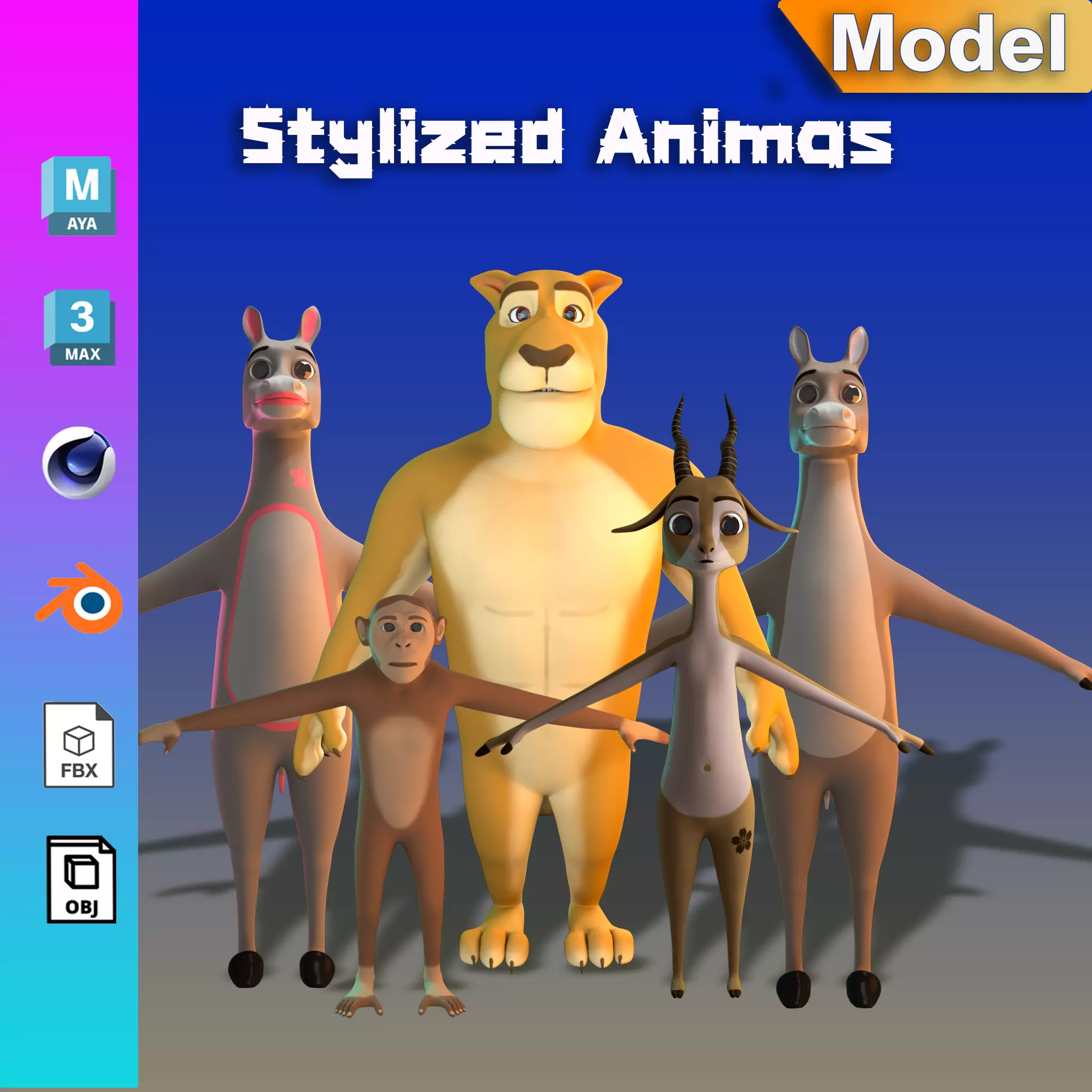 Stylized Animals NoRig V2 3D Model Collection_0