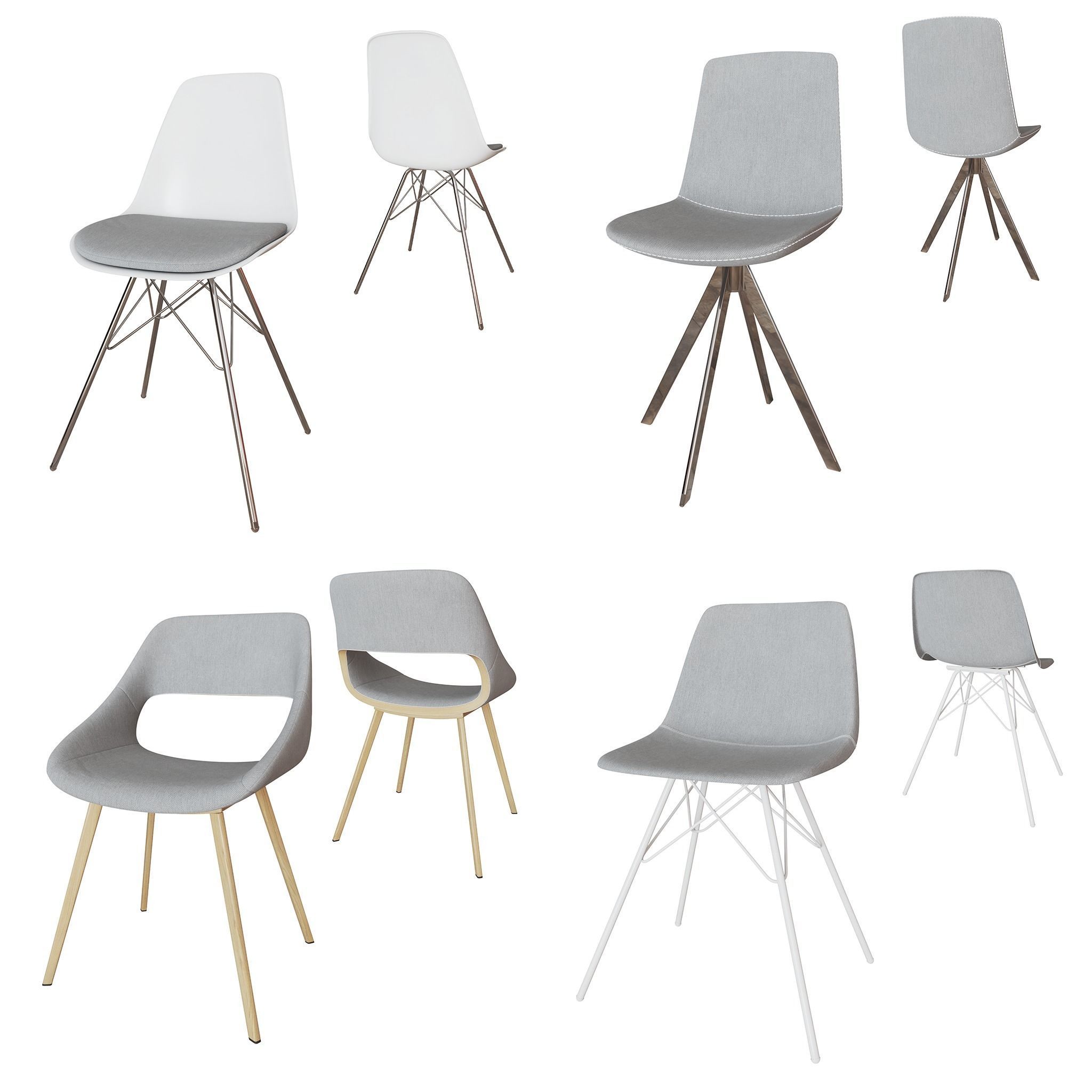 Modern dining room chair set Free low-poly 3D model_1