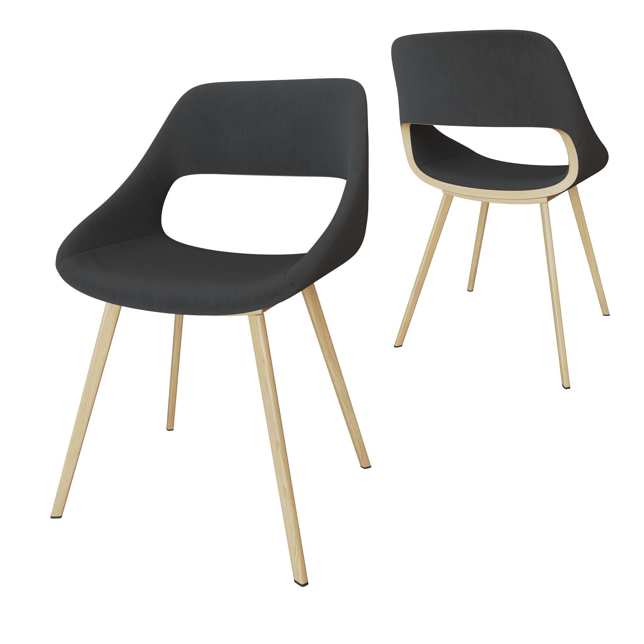 Modern dining room chair set Free low-poly 3D model_5