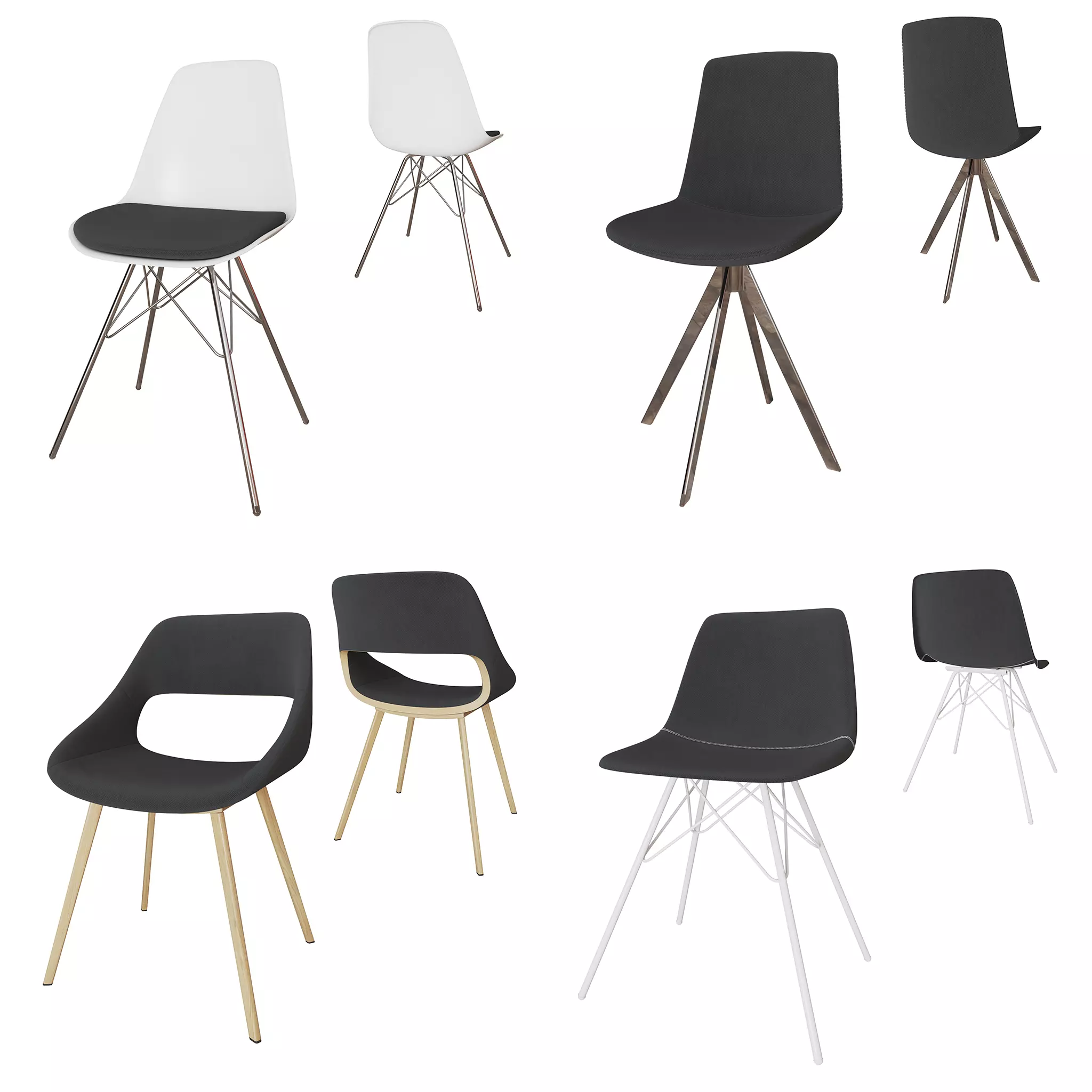 Modern dining room chair set Free low-poly 3D model_0