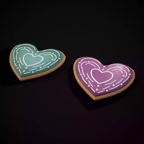 Heart Within A Heart Swirl Cookies Low-poly 3D model