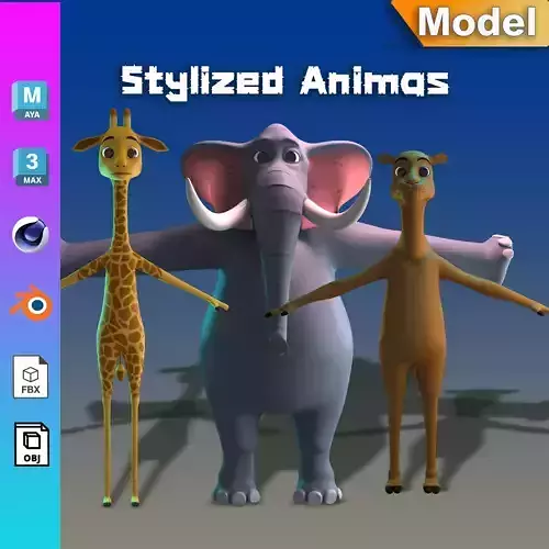 Stylized Animals NoRig V3 3D Model Collection