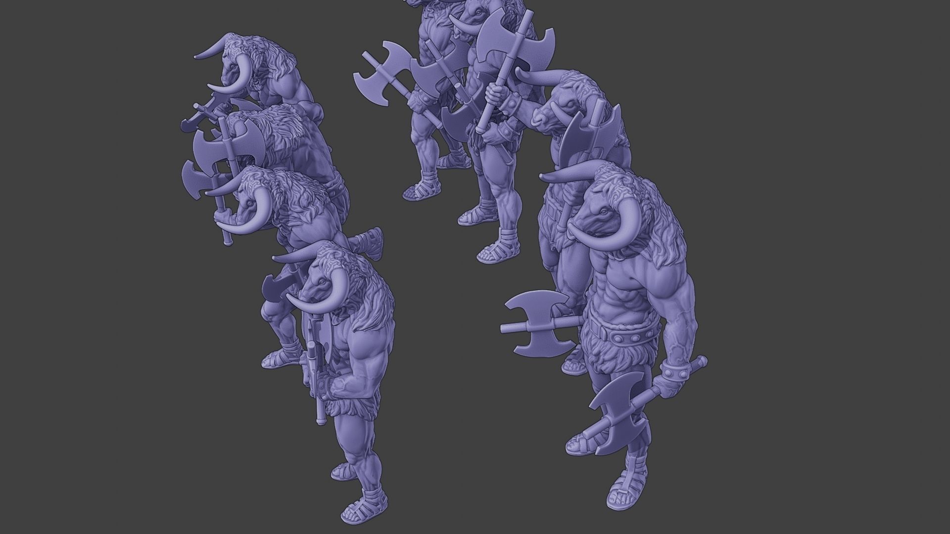 Minotaur Warrior two Axes Pack 1 3D Model Collection_12