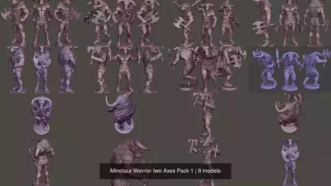 Minotaur Warrior two Axes Pack 1
