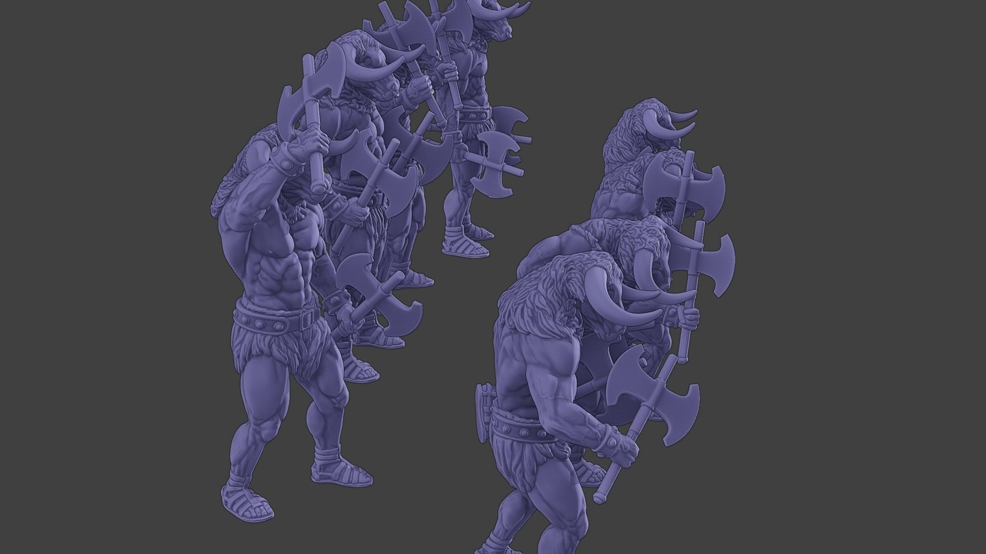 Minotaur Warrior two Axes Pack 1 3D Model Collection_25