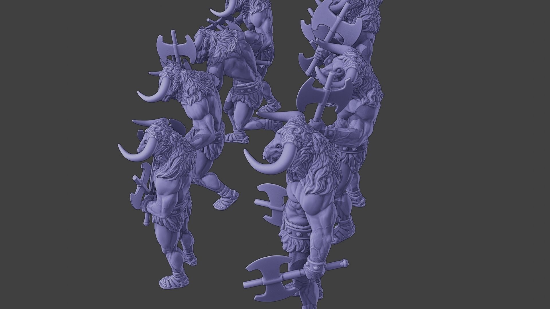 Minotaur Warrior two Axes Pack 1 3D Model Collection_31
