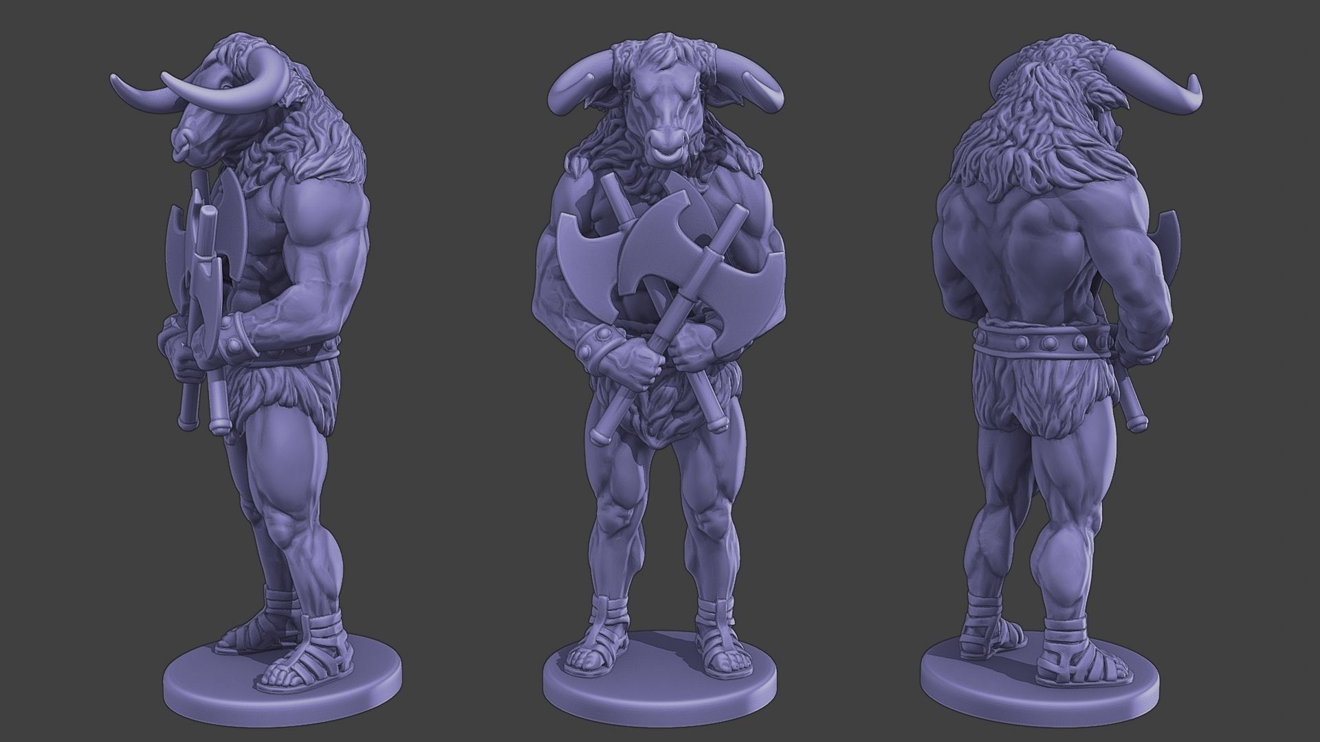 Minotaur Warrior two Axes Pack 1 3D Model Collection_4