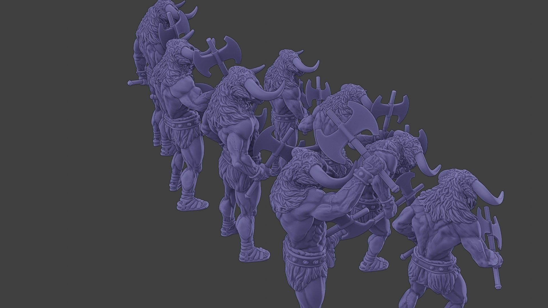 Minotaur Warrior two Axes Pack 1 3D Model Collection_13