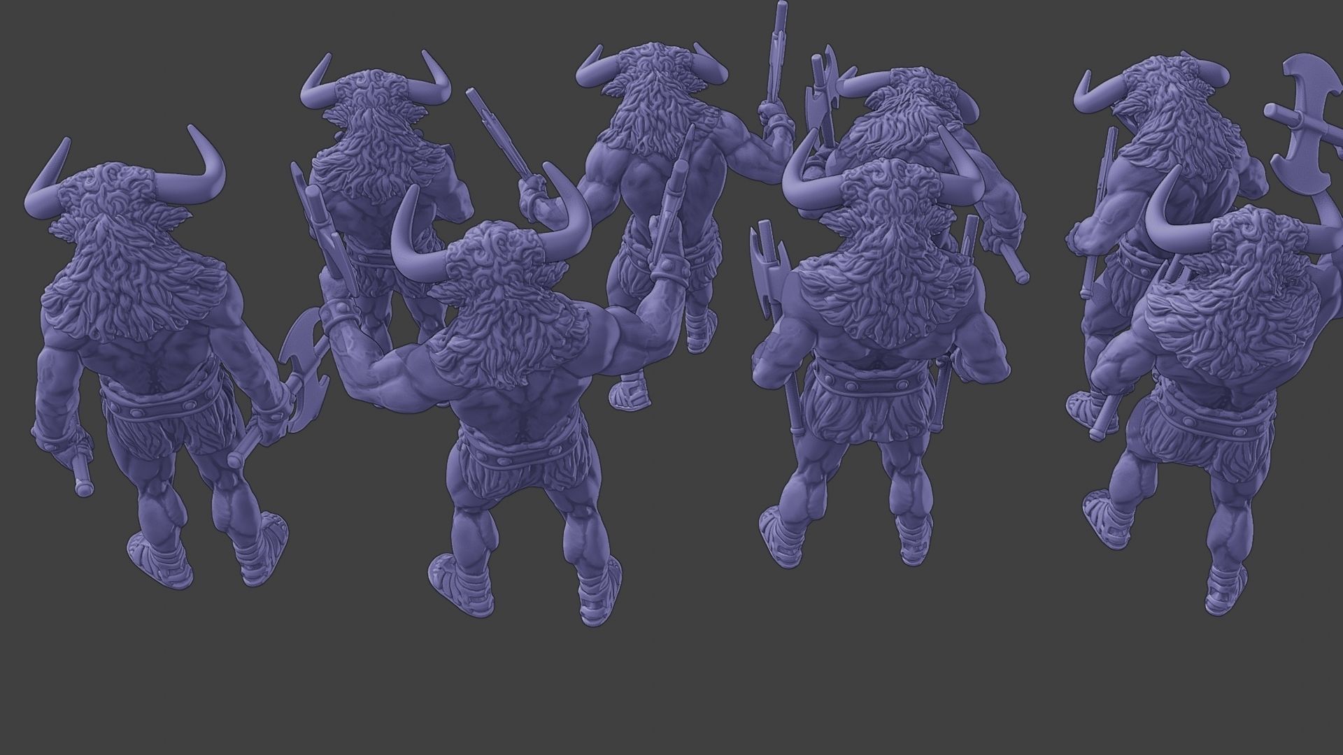 Minotaur Warrior two Axes Pack 1 3D Model Collection_29