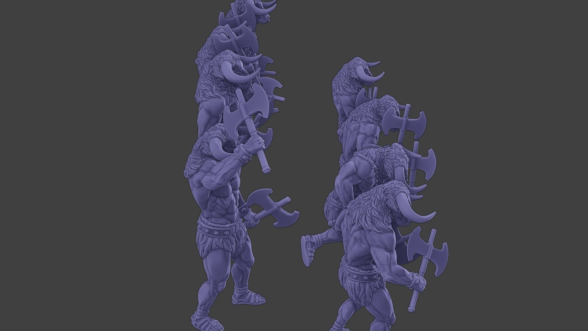 Minotaur Warrior two Axes Pack 1 3D Model Collection_27