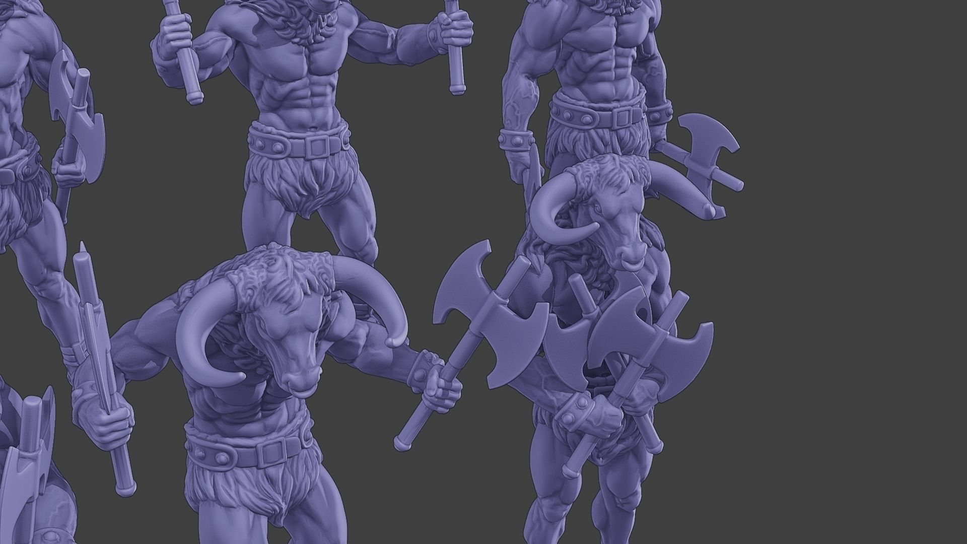 Minotaur Warrior two Axes Pack 1 3D Model Collection_28