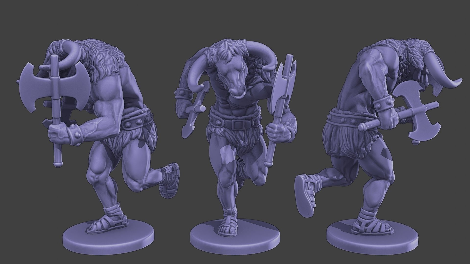 Minotaur Warrior two Axes Pack 1 3D Model Collection_8