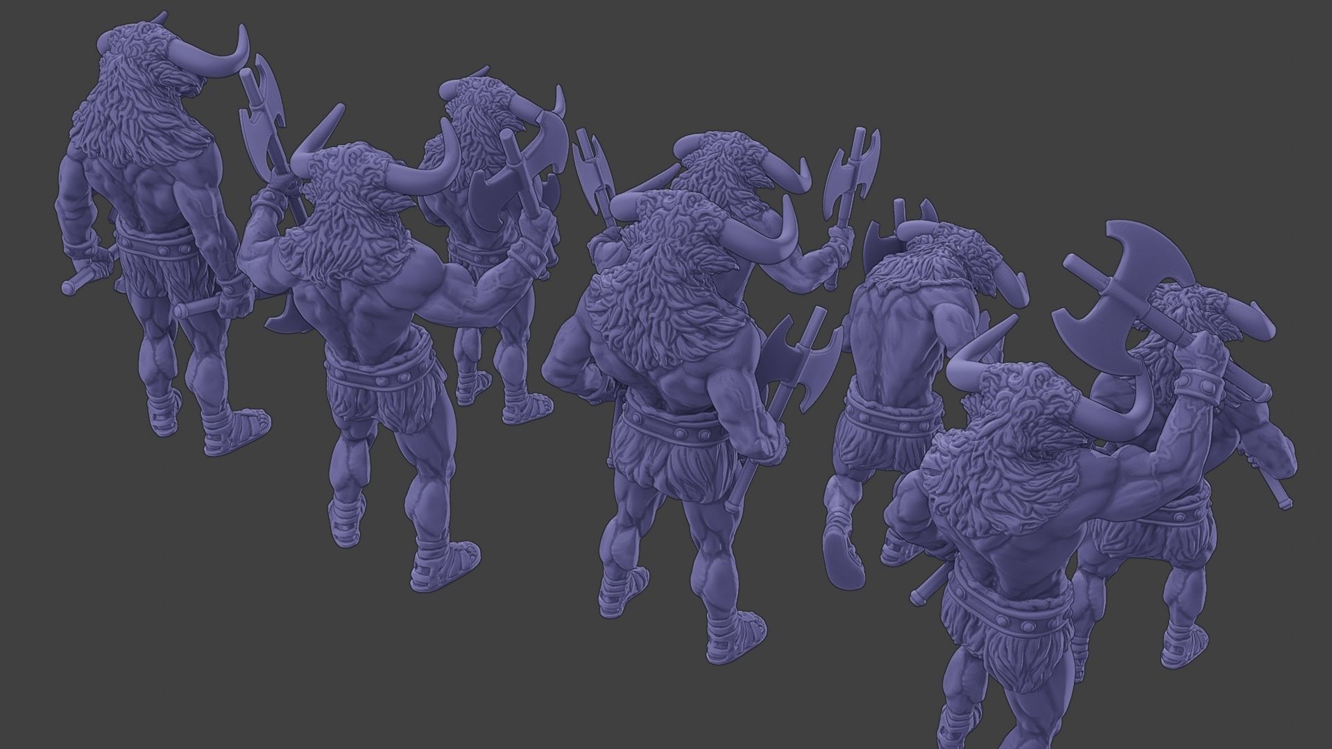 Minotaur Warrior two Axes Pack 1 3D Model Collection_15