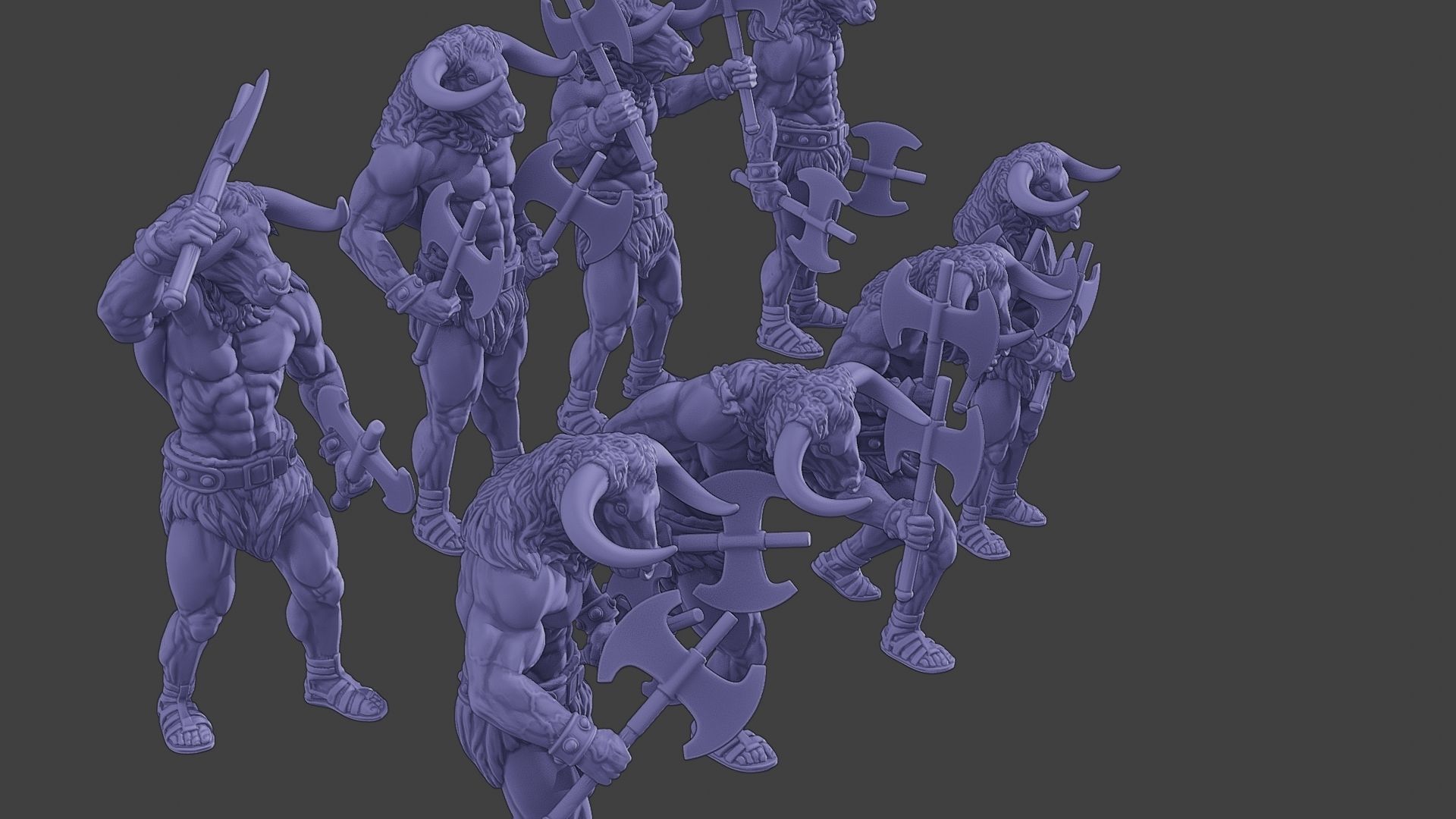 Minotaur Warrior two Axes Pack 1 3D Model Collection_18