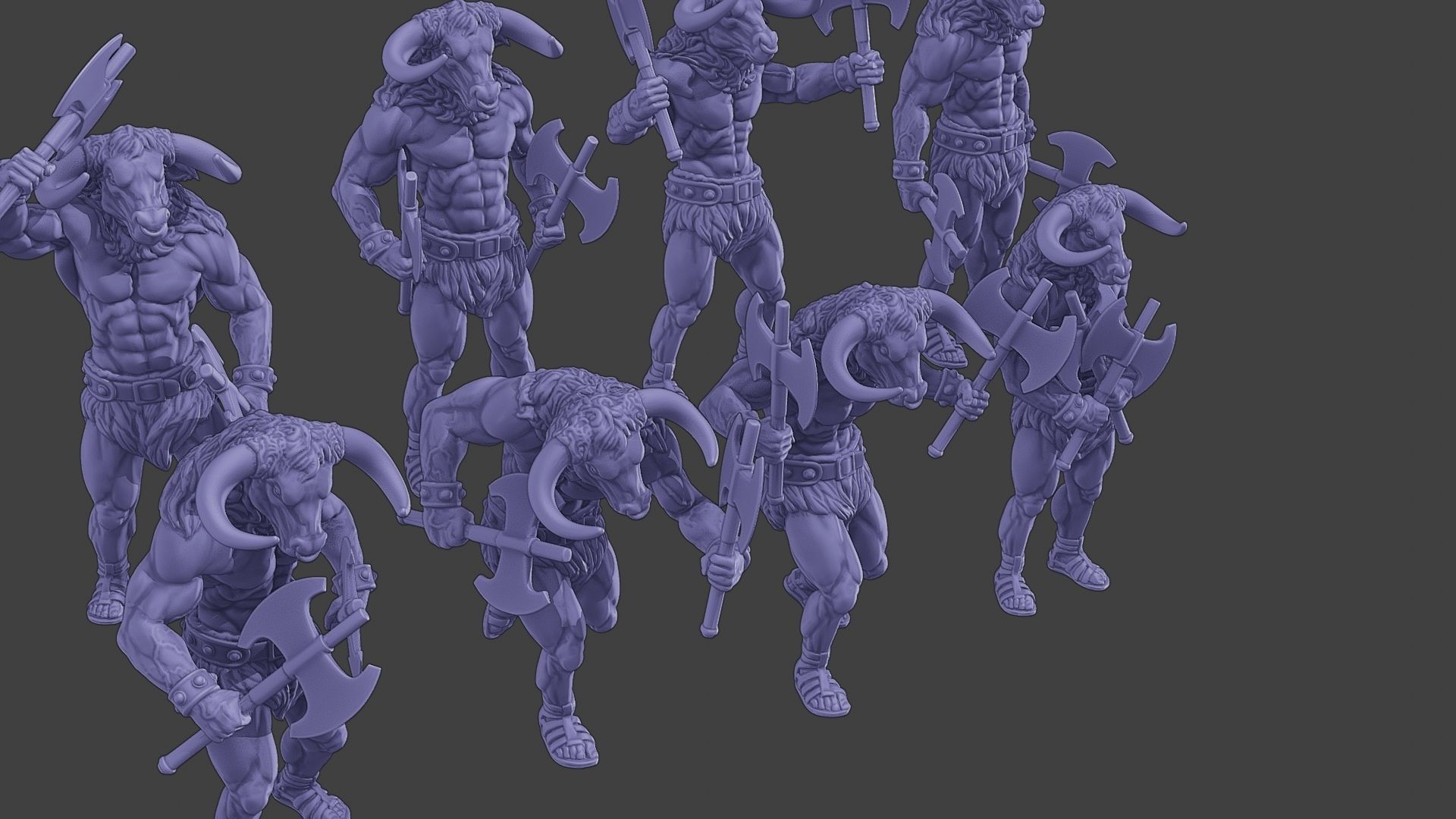 Minotaur Warrior two Axes Pack 1 3D Model Collection_17