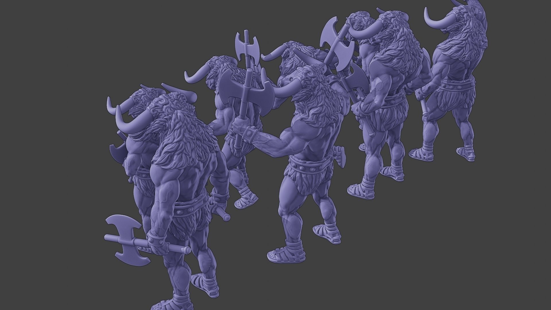 Minotaur Warrior two Axes Pack 1 3D Model Collection_21