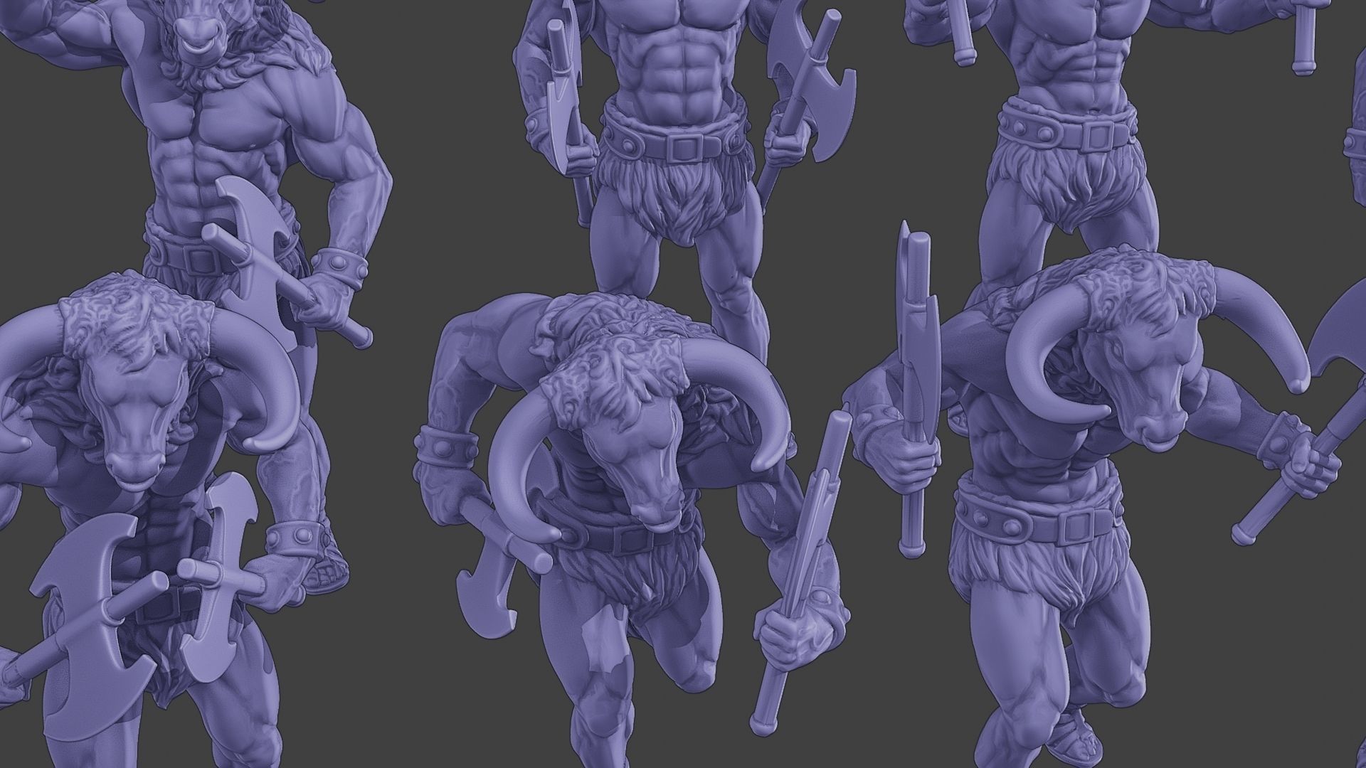 Minotaur Warrior two Axes Pack 1 3D Model Collection_22