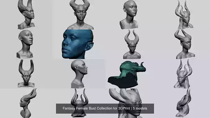 Fantasy Female Bust Collection for 3DPrint 