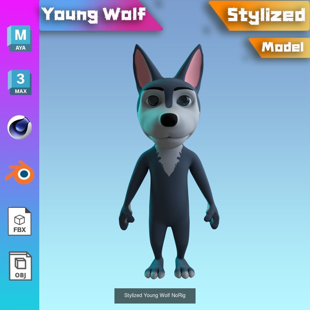 Stylized Wolves NoRig 3D Model Collection_2