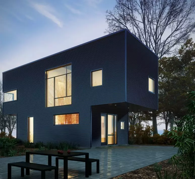 Modern House With Yard 3D model_0