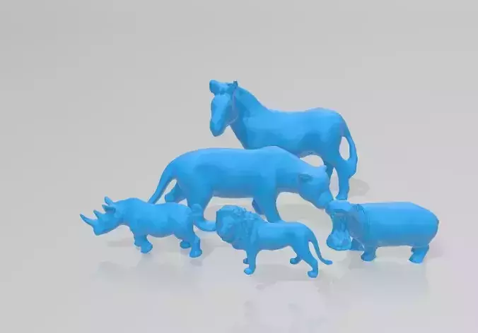 African Savanna with 5 Unique Safari Animal STL Files  3D  Pack  3D print model