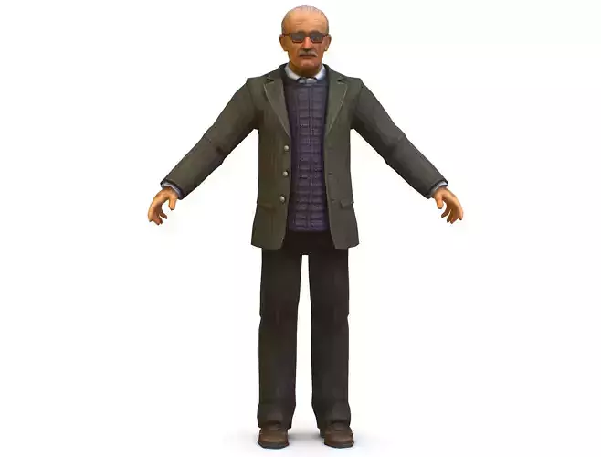 an old man professor in a sweater jacket glasses