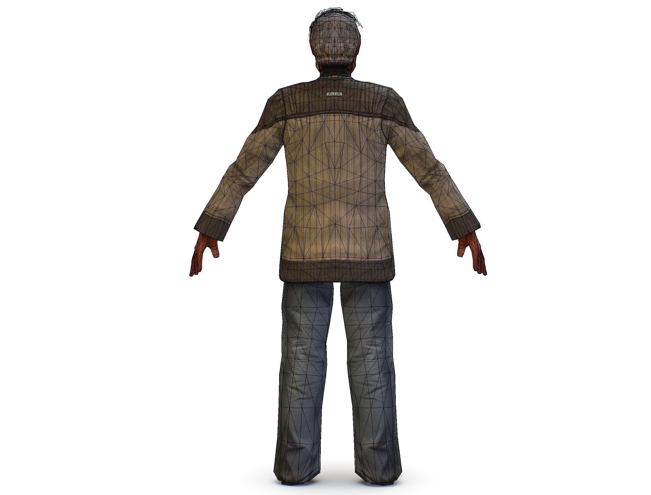 a shabby old man in an old sweater and jeans Low-poly 3D model_21