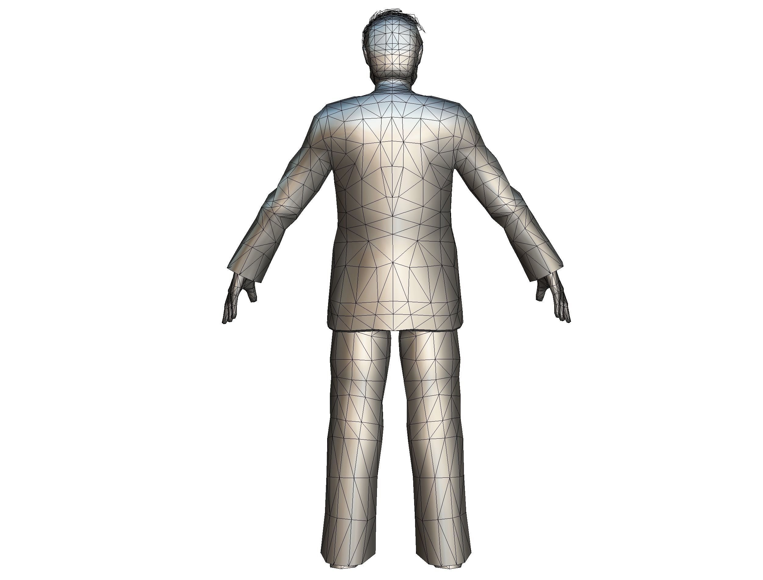 a shabby old man in an old sweater and jeans Low-poly 3D model_22