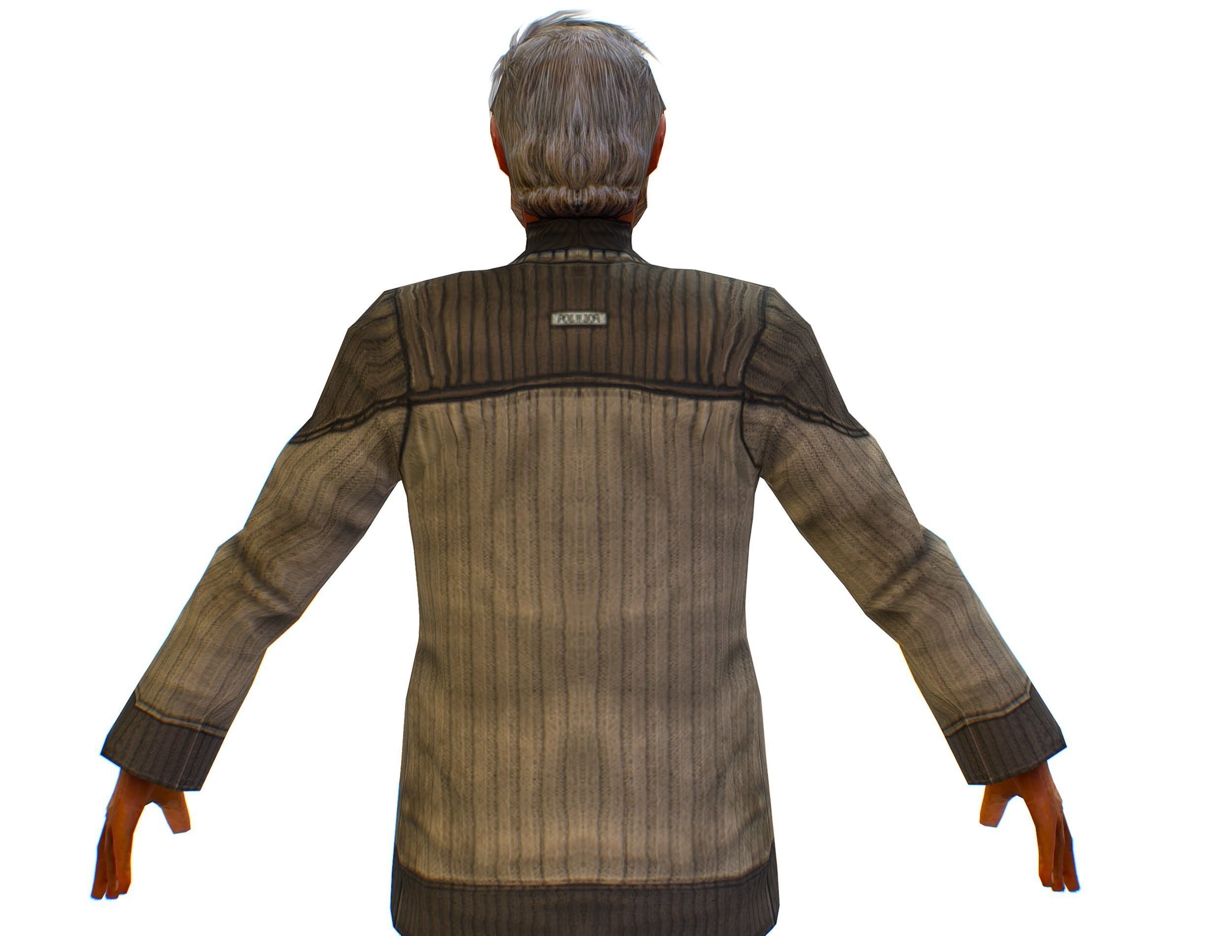 a shabby old man in an old sweater and jeans Low-poly 3D model_16