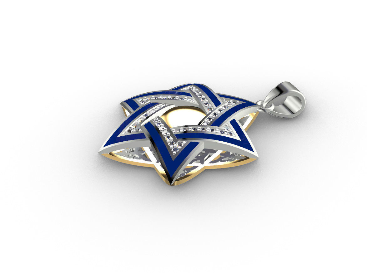 Pendant David Star 3D print model_16