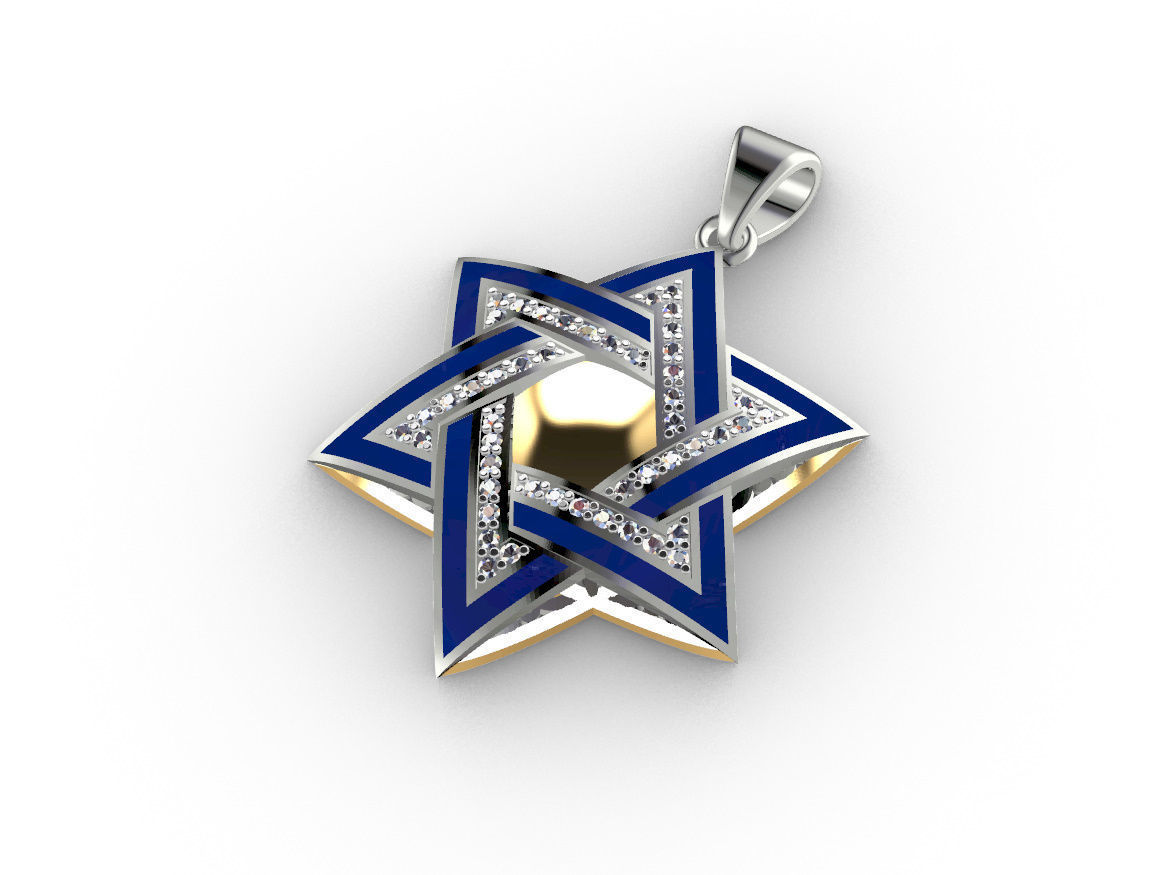 Pendant David Star 3D print model_17