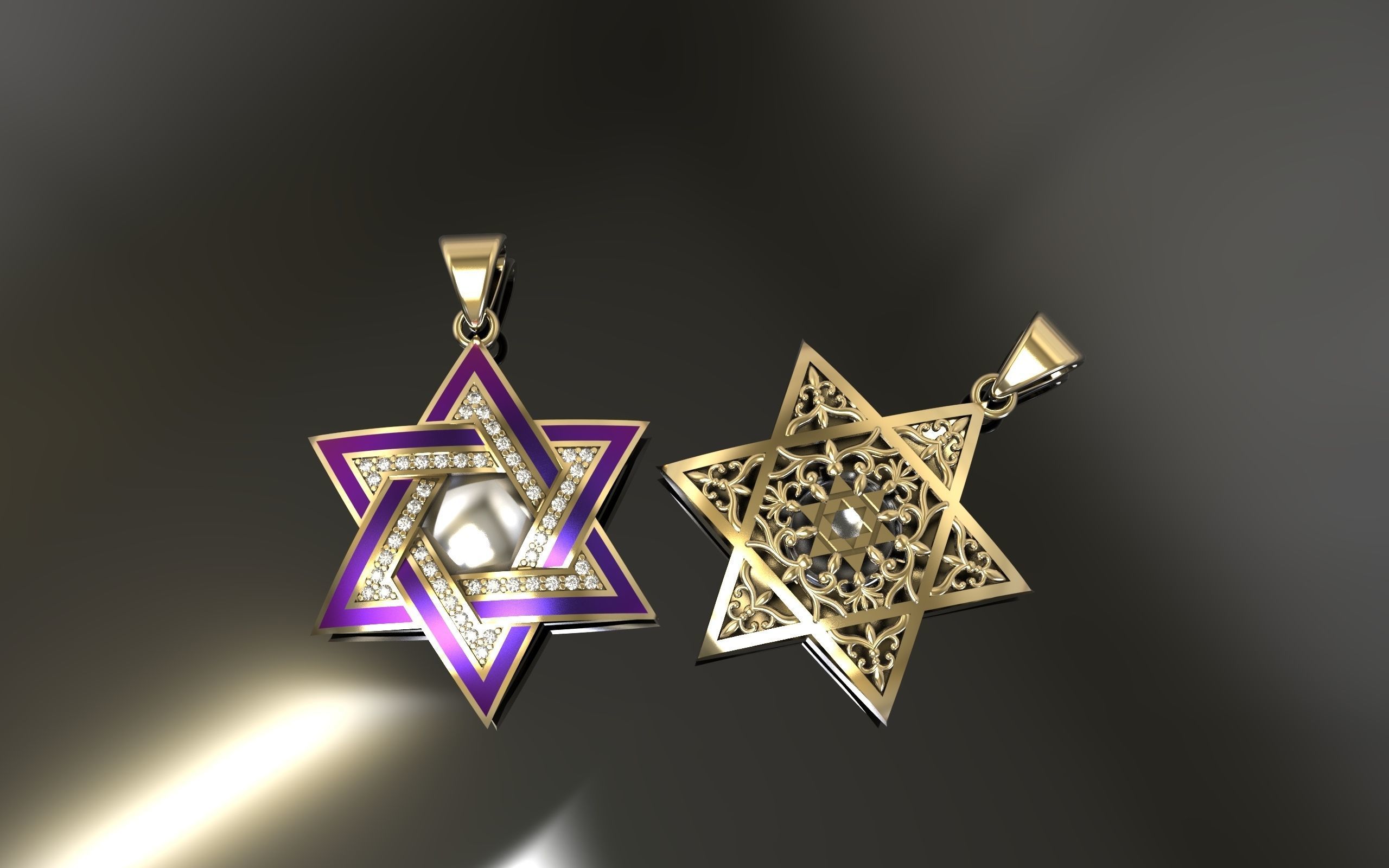 Pendant David Star 3D print model_4