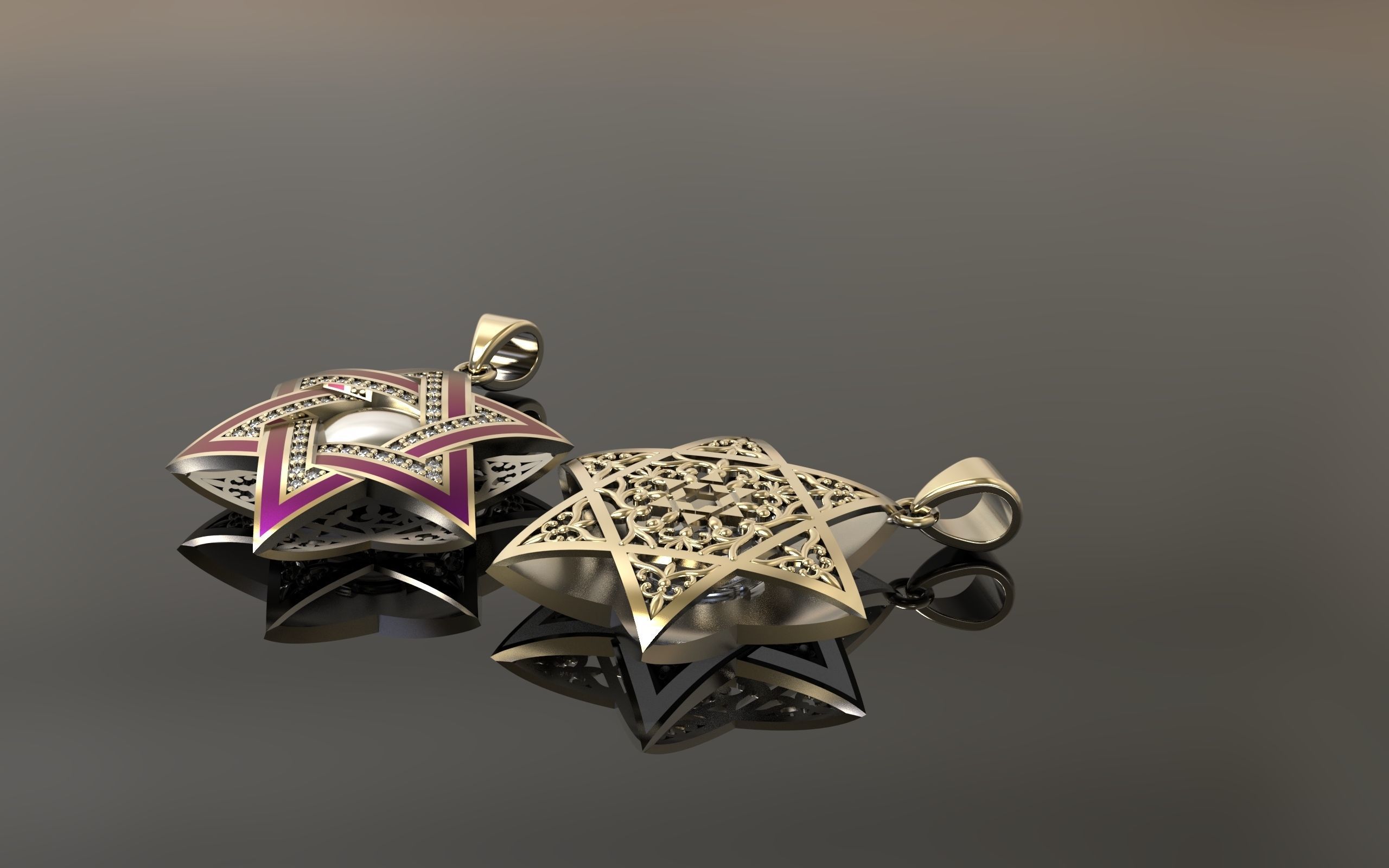 Pendant David Star 3D print model_5