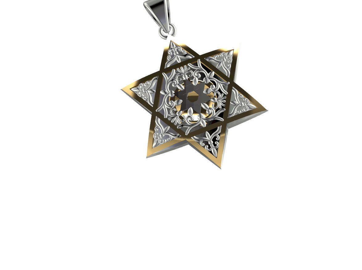 Pendant David Star 3D print model_15