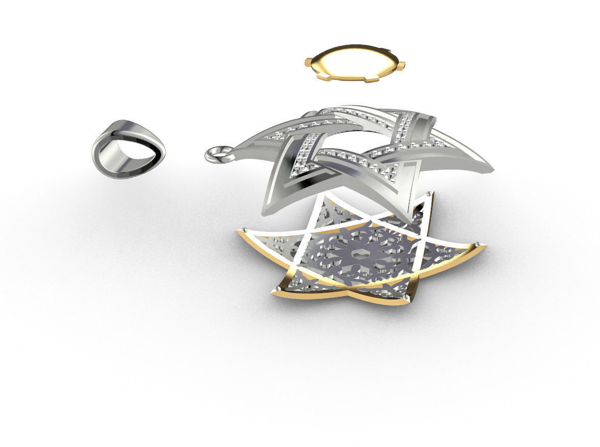Pendant David Star 3D print model_20