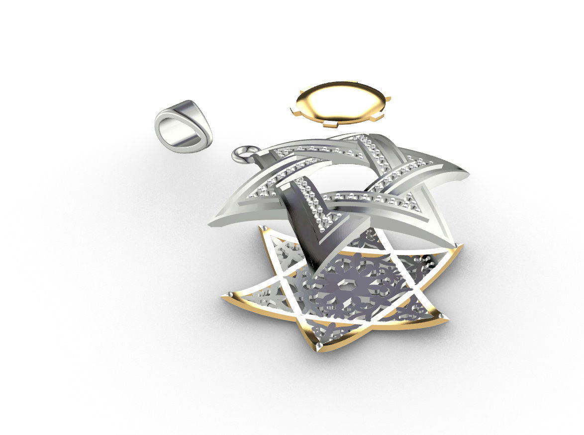 Pendant David Star 3D print model_25