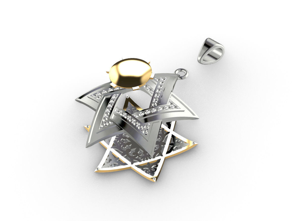 Pendant David Star 3D print model_24